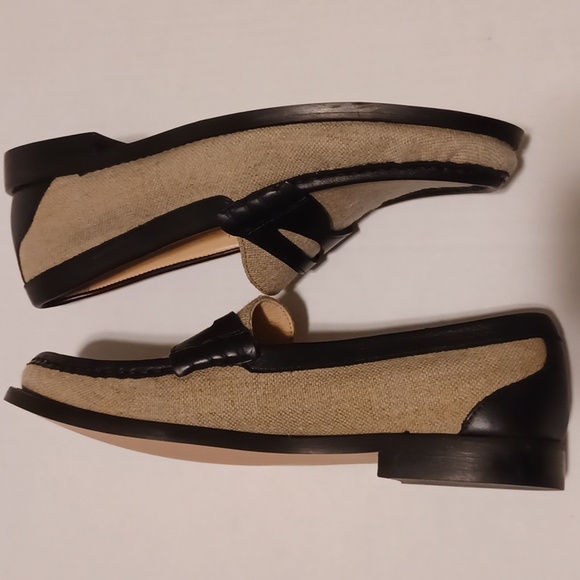 J.Crew Women's Beige and Brown Italian Canvas Loafers - Picture 6 of 11